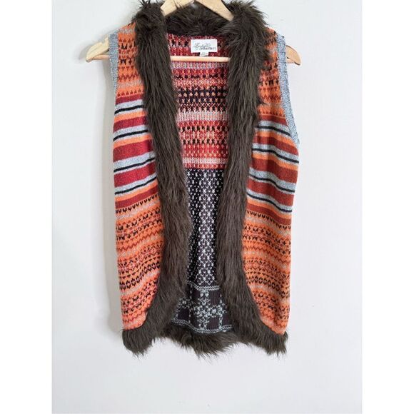Forever 21 boho Y2K faux fur vest sz PM - Picture 1 of 6
